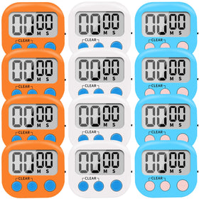 LinkDm timer front view in white blue and orange showing compact digital display for quick kitchen timing