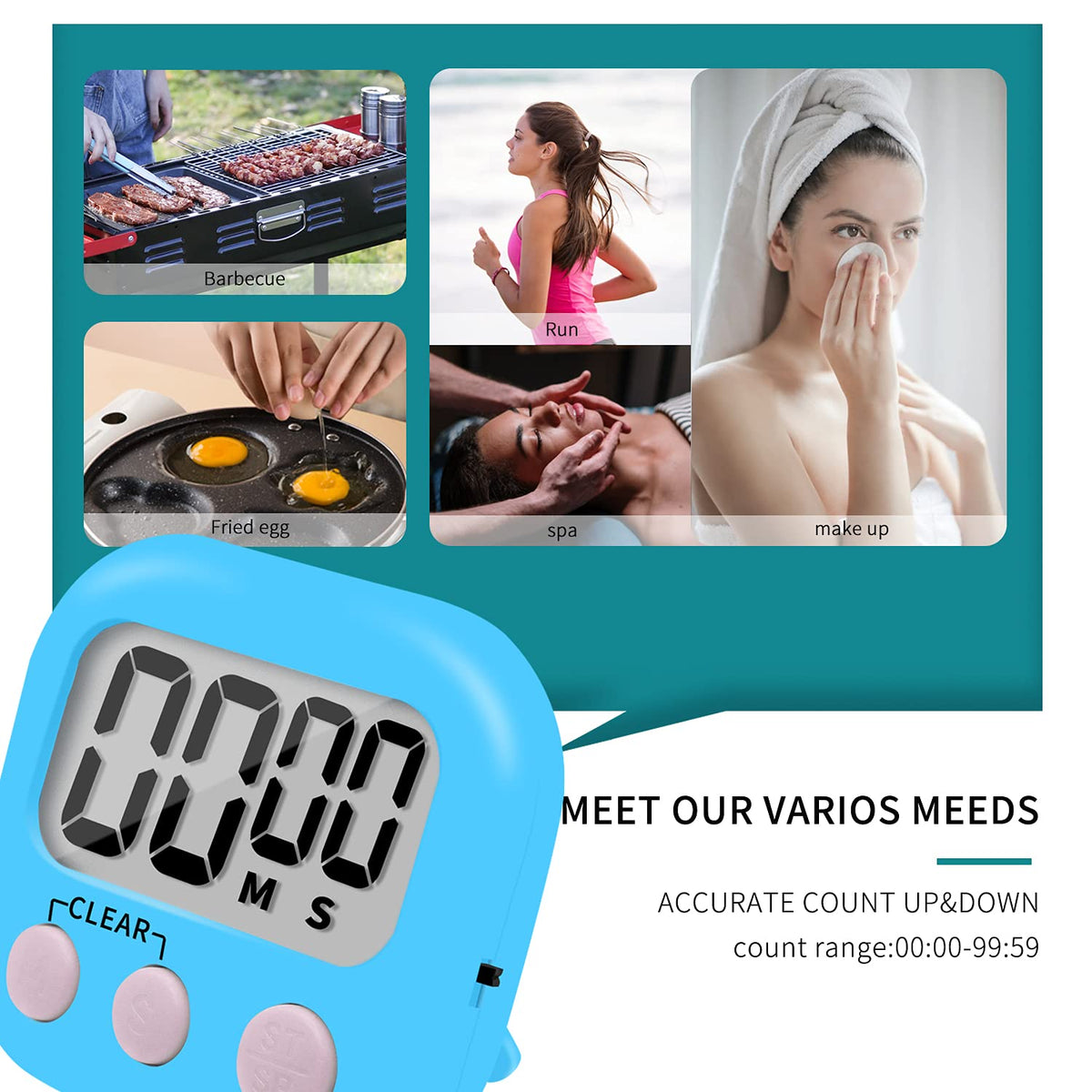 LinkDm timer in white, blue and orange shows versatile kitchen colors