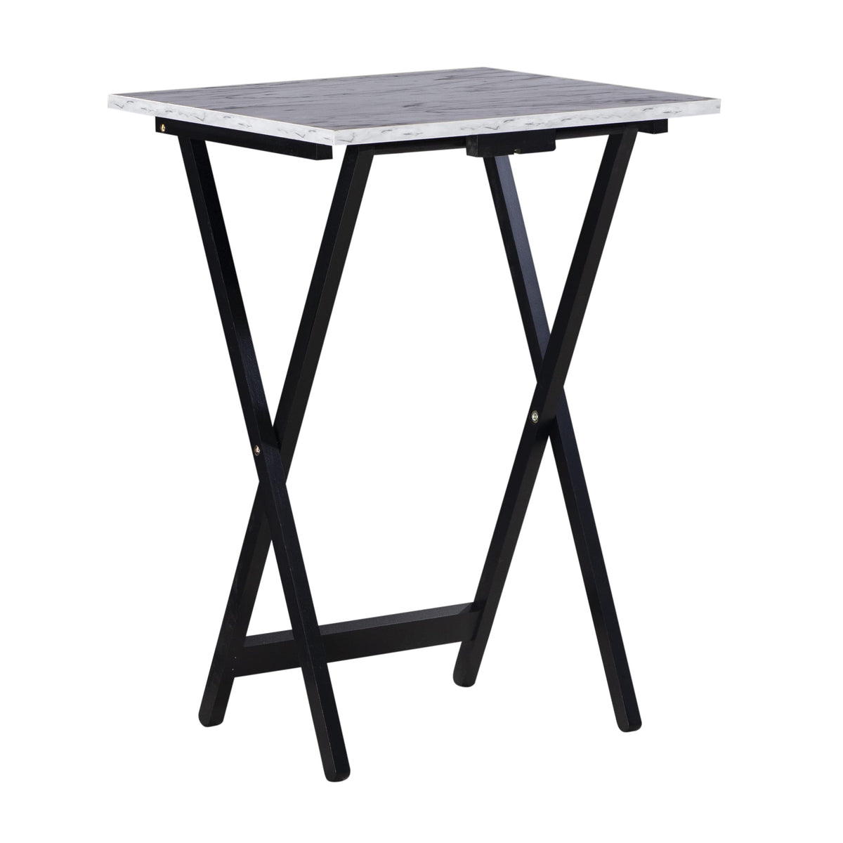 Linon Tray Table Set includes four trays and a stand for versatile hosting
