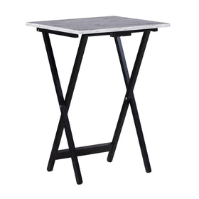 Linon Tray Table Set includes four trays and a stand for versatile hosting