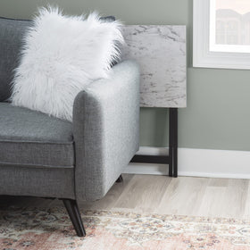 Top handle on Linon Tray Table Set stand enables easy room-to-room transport