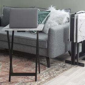 Wood construction with black finish, Linon Tray Table Set for durability