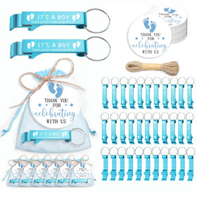 LINSHDA baby shower bottle opener keychain set with cards for guest favors