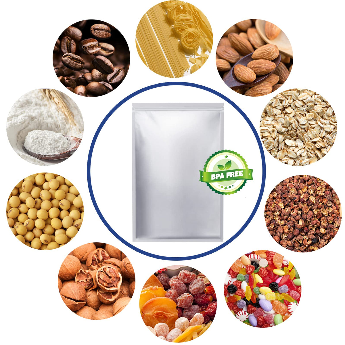 LinsKind 5-gallon mylars providing high-capacity storage for bulk ingredients.