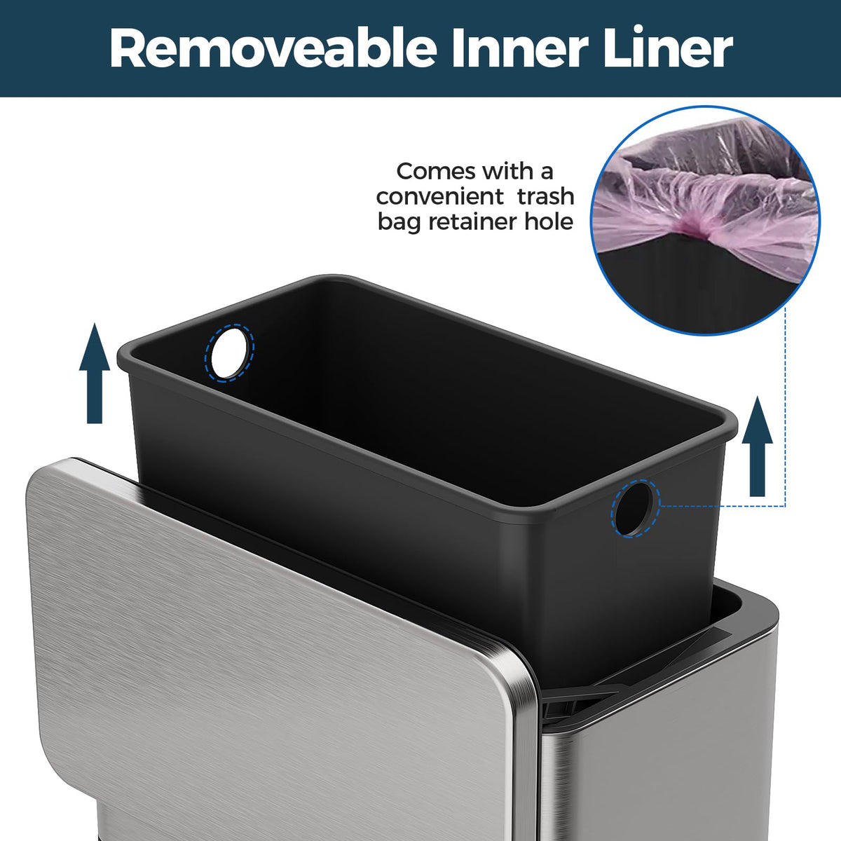 LINSSEN silicone carrying handle for easy, clean disposal.