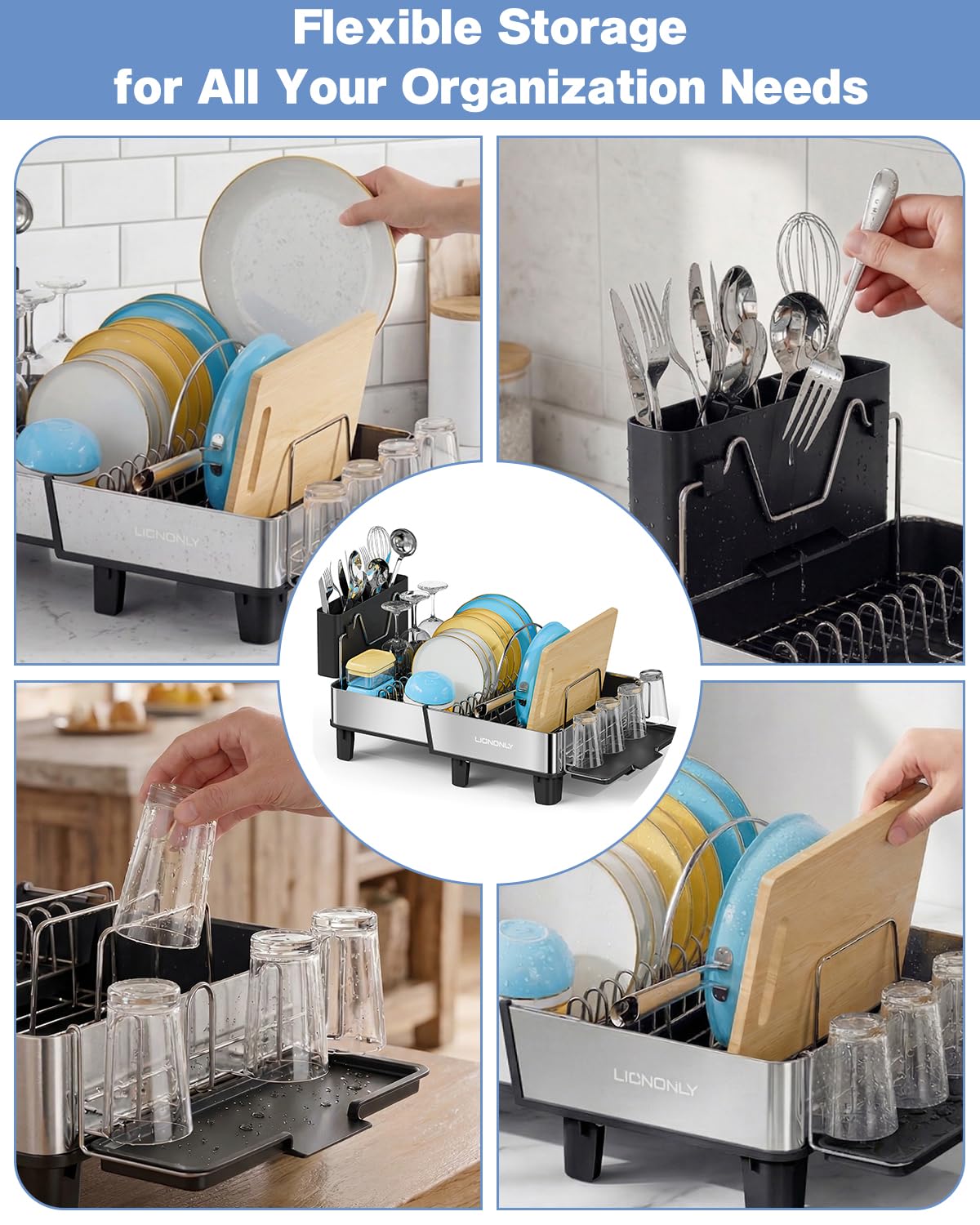 LIONONLY dish drying rack assembling quickly for sturdy setup