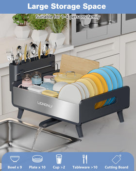 LIONONLY dish drying rack elevated feet prevent water pooling on counters