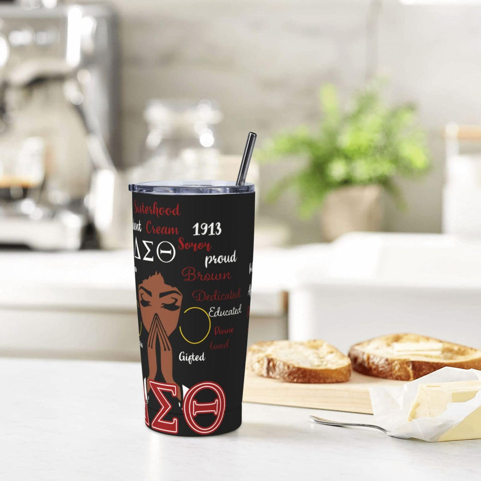 LIOPNTVA 20 oz insulated travel tumbler with sliding lid for controlled sipping on the go.
