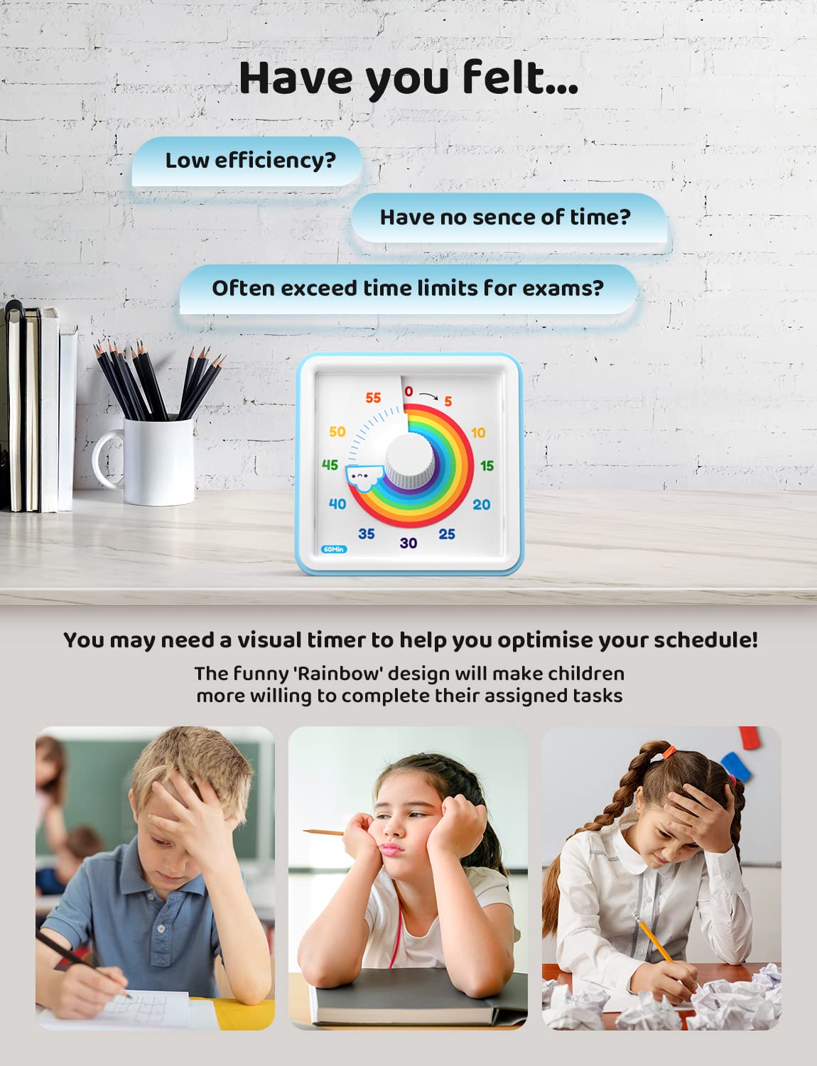 LIORQUE timer adjustable knob enables quick time changes without looking at numbers.