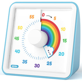 LIORQUE 60-minute visual timer with rainbow pattern helps kids stay focused during tasks.