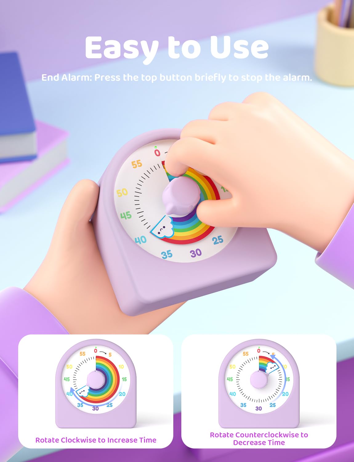 LIORQUE timer is easy to use with a clockwise time-setting dial