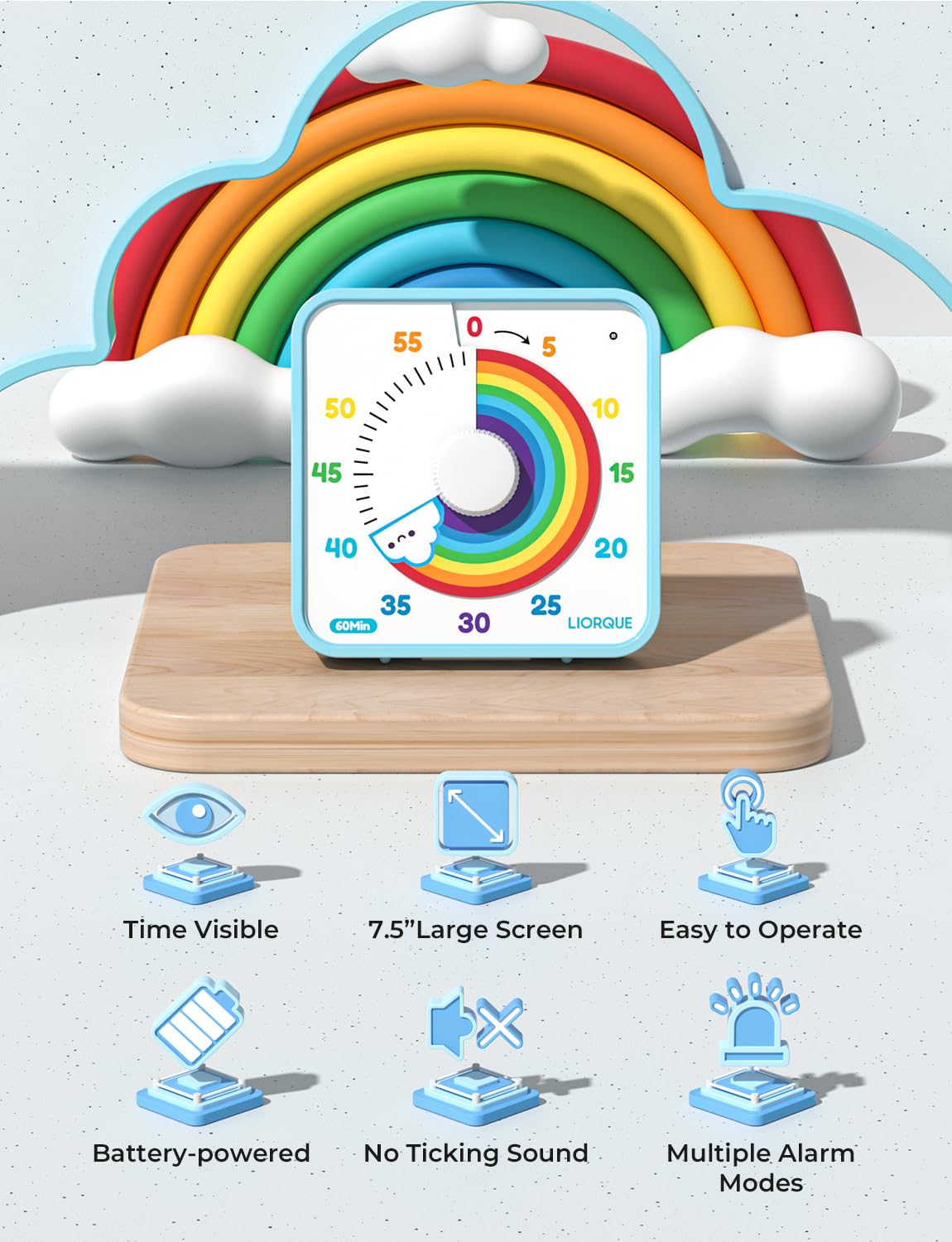 LIORQUE classroom timer is silent and distraction-free.