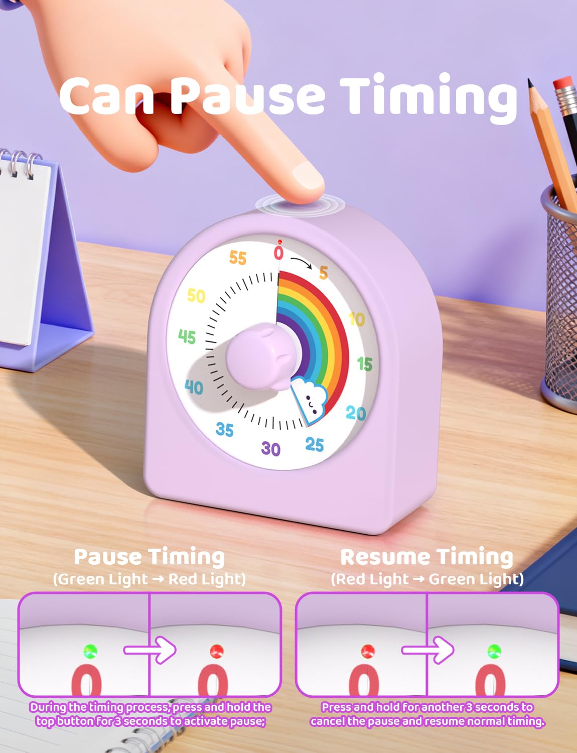 LIORQUE timer operates quietly, minimizing distractions during study or work