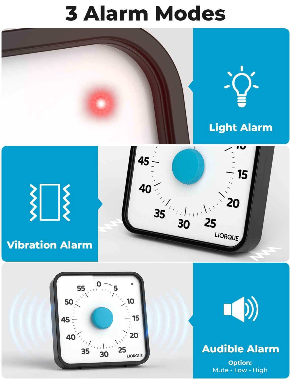 LIORQUE foldable bracket timer sits steady on desks.