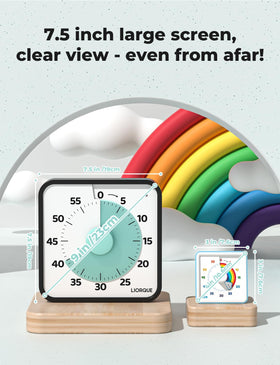 LIORQUE visual timer dial close-up shows easy-to-read numbers