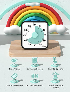 LIORQUE visual timer 7.5-inch magnetic back for fridge or board mounting