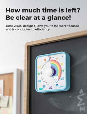LIORQUE visual timer mounted on desk with foldable bracket for focused study.