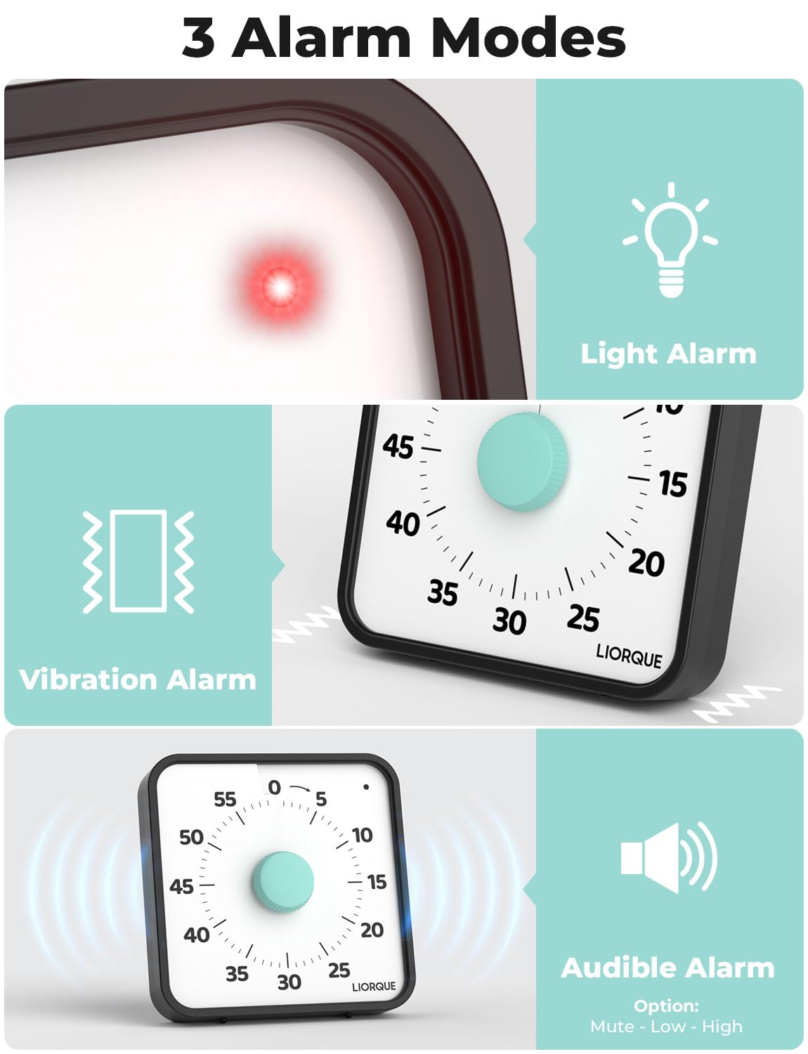 LIORQUE timer magnetic back attached to a fridge