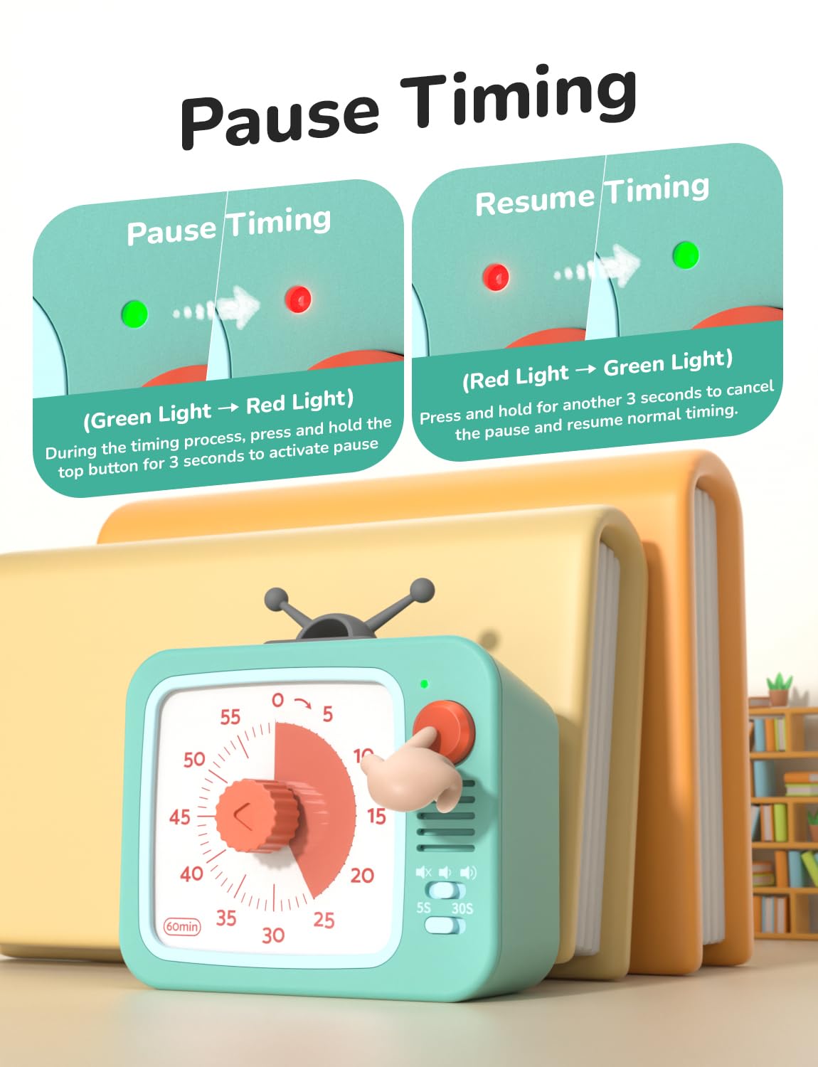 LIORQUE Visual Timer center knob for easy time adjustment