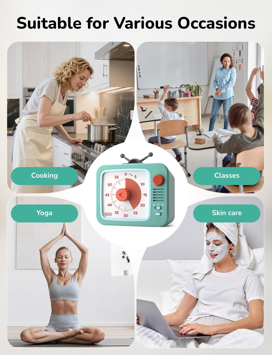 LIORQUE Visual Timer kid-friendly shape encourages task completion