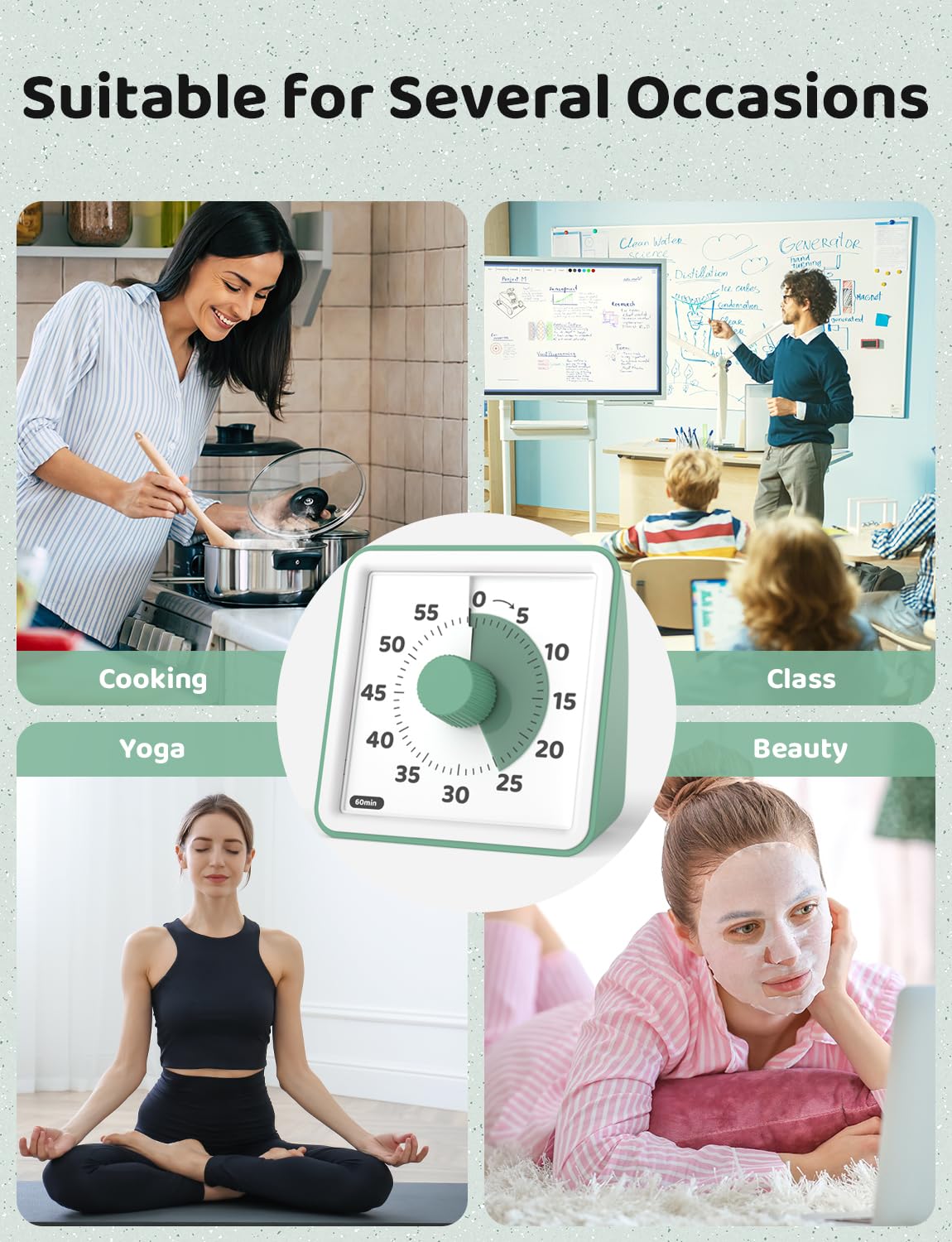 LIORQUE versatile timer for classroom, kitchen, and workouts.