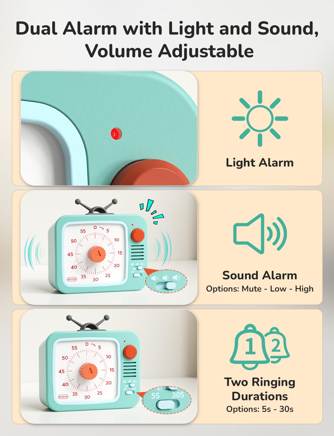 LIORQUE Visual Timer no ticking design supports calm work