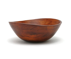 13x12.5x5 inch rubberwood bowl designed for generous servings.