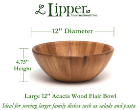 Lipper International Acacia Round Flair Bowl on table centerpiece for stylish entertaining