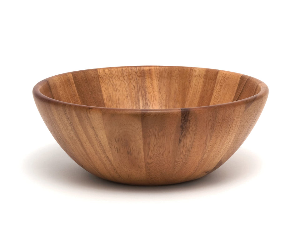 Lipper International Acacia Round Flair Bowl top view, perfect centerpiece for fruit or salads