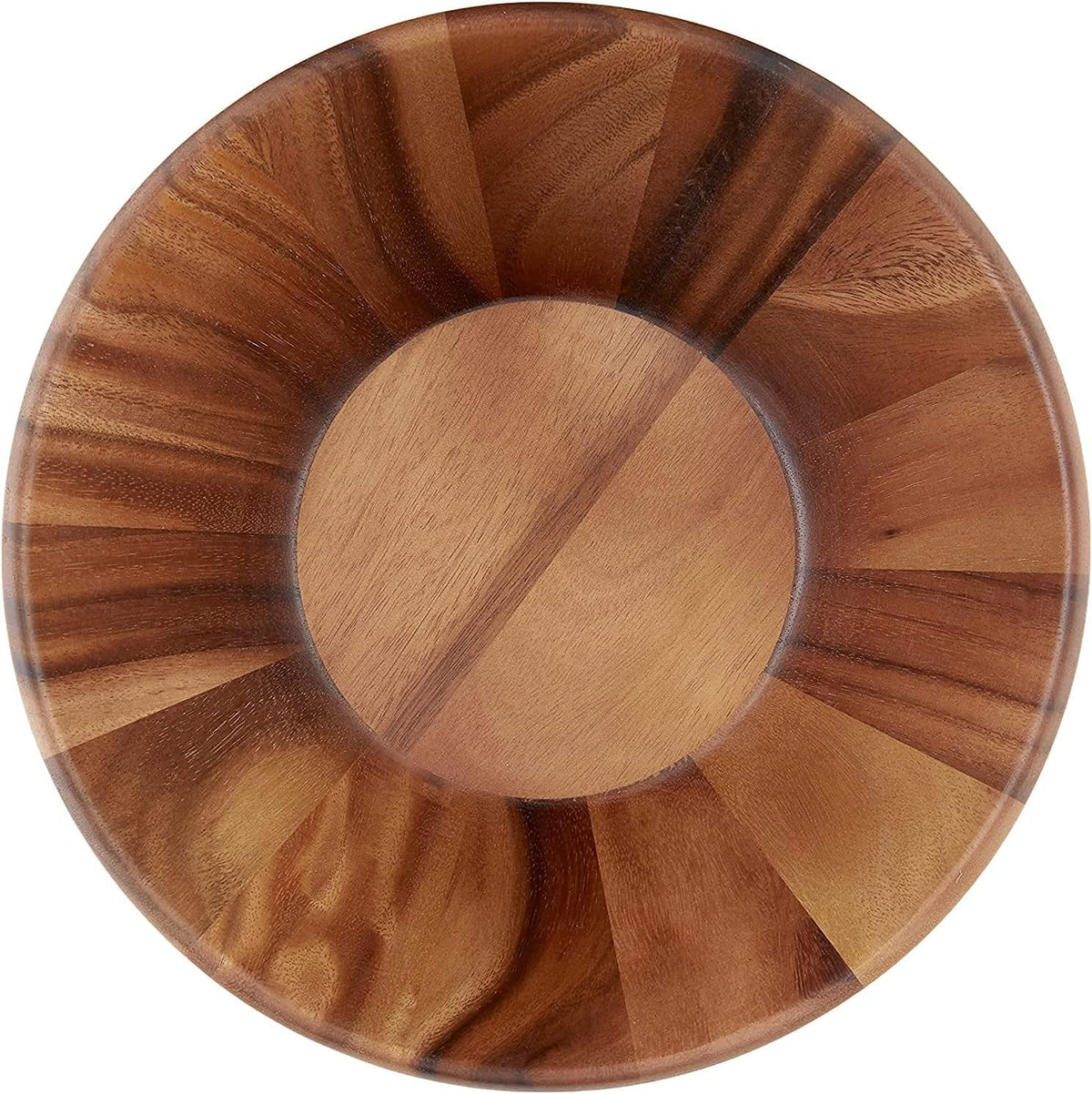 Lipper International Acacia Round Flair Bowl close-up wood grain texture
