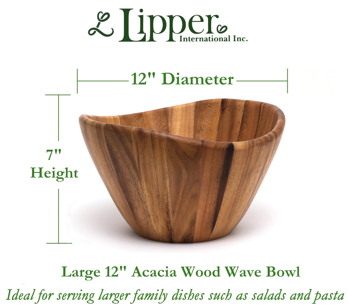 Lipper International acacia wave bowl centerpiece highlights durable wood for elegant serving