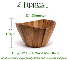 Lipper International acacia wave bowl centerpiece highlights durable wood for elegant serving