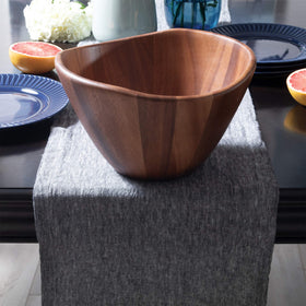 Lipper International acacia wave bowl empty on table emphasizes contemporary design