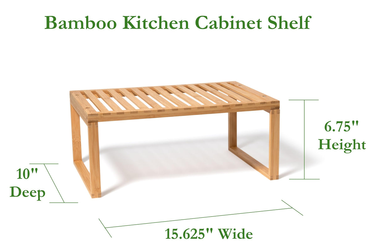 Lipper Bamboo shelf helps organize canned goods and boxes in the pantry.