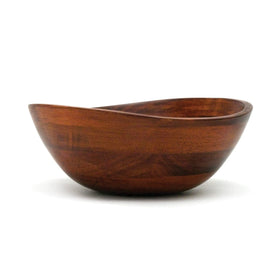 Lipper International cherry finished rubberwood bowl with a wavy rim, ideal for fruit or salads.