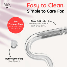 Lipzi durable glass straw offering a sustainable alternative to plastic