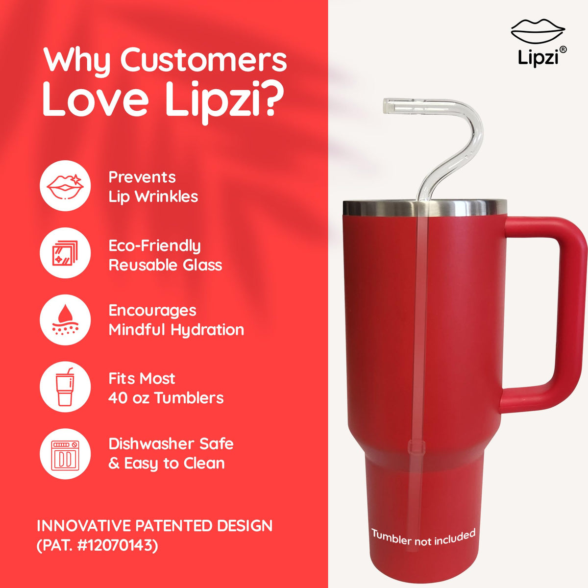 Lipzi reusable glass straws package highlighting eco-friendly option.
