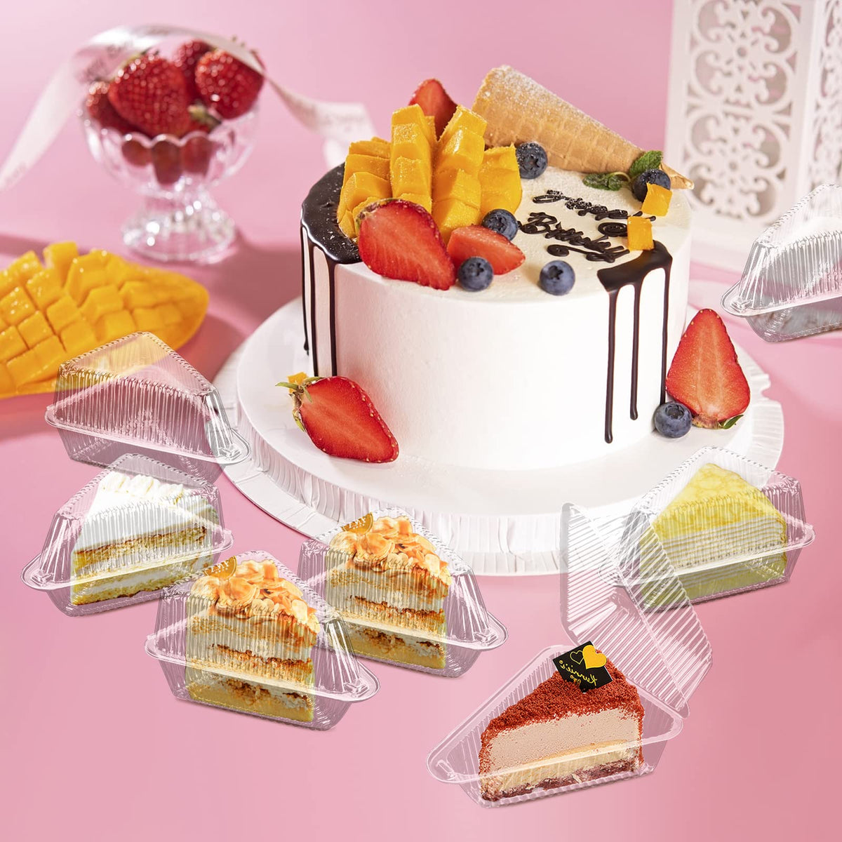 LISHINE 200-pack cake containers ideal for cafes and catered events