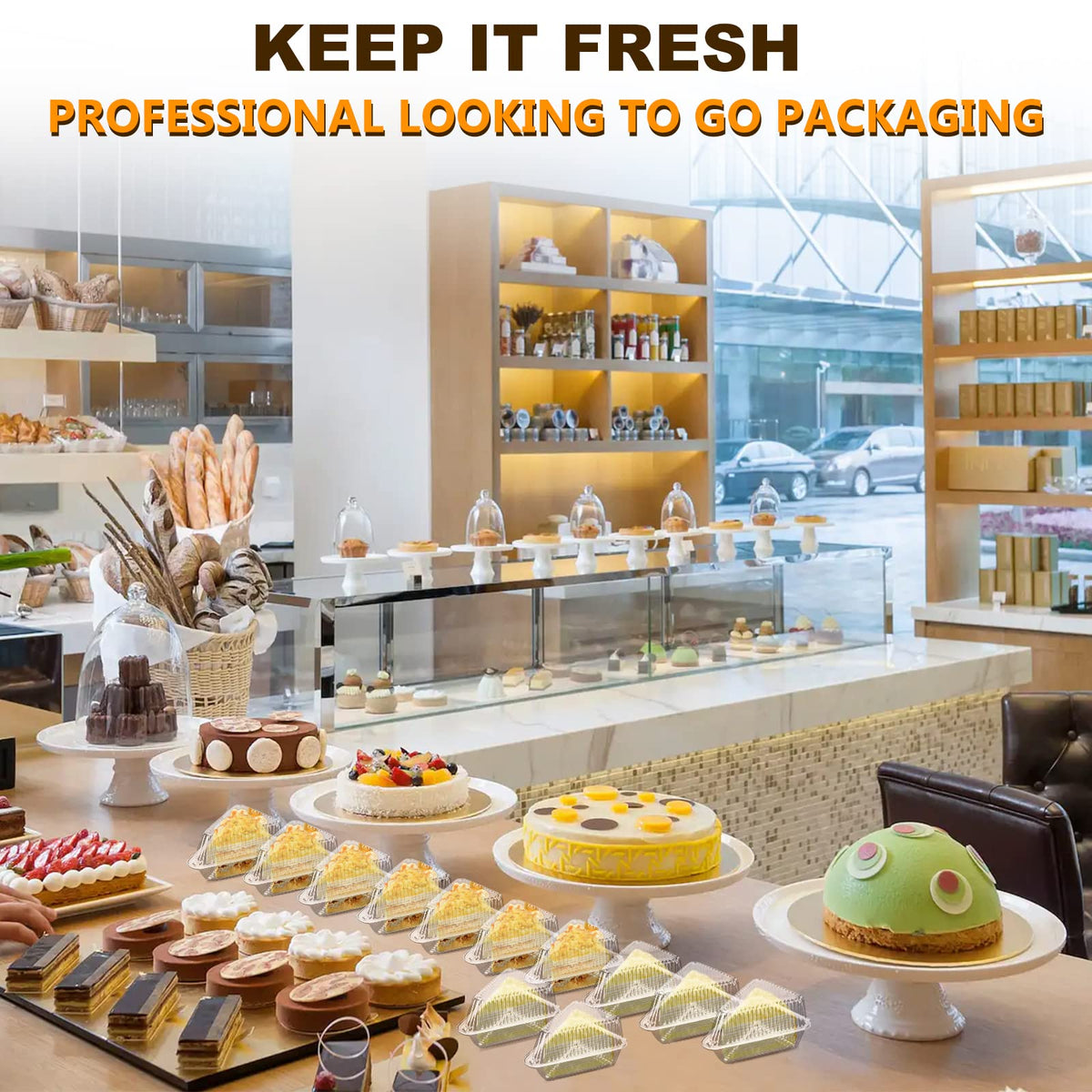 LISHINE bakery packaging with easy snap closure for cafe to go orders
