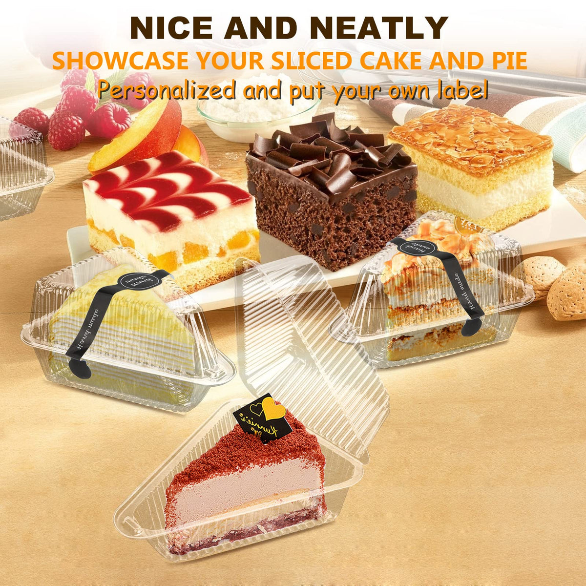 LISHINE pie slice container demonstrates secure stacking and transport