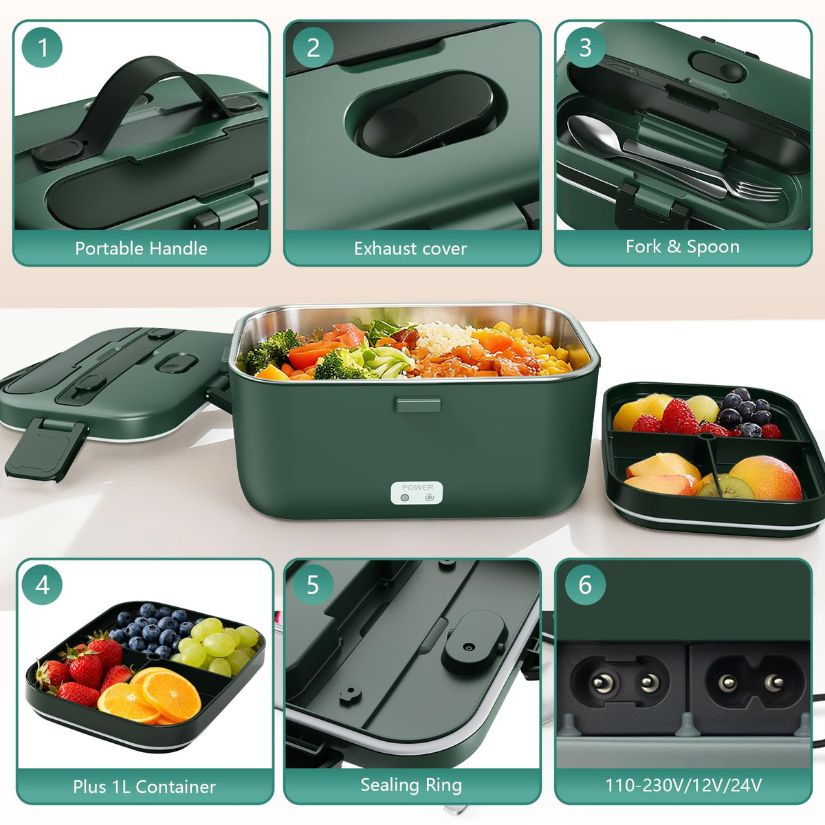 LISHZEN stainless steel inner containers removable for easy cleaning.