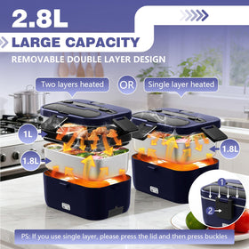 LISHZEN electric lunch box 2.8L secondary container for fruits or snacks