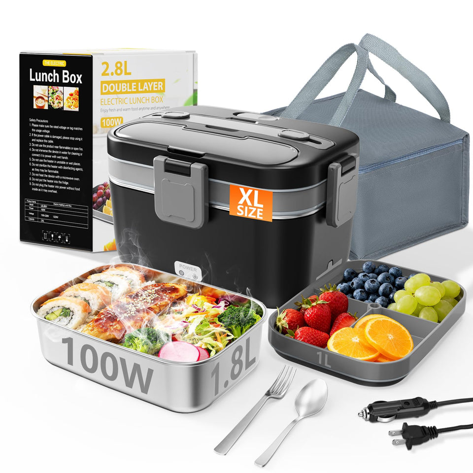 LISHZEN electric lunch box with double layer design, keeping meals separate and fresh at work