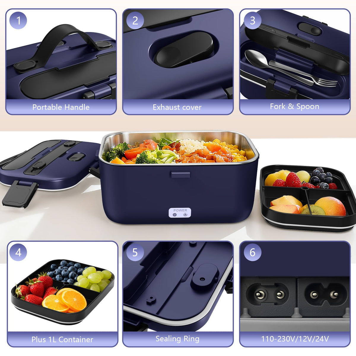 LISHZEN lunch box home/office plug enables reheating at work or home