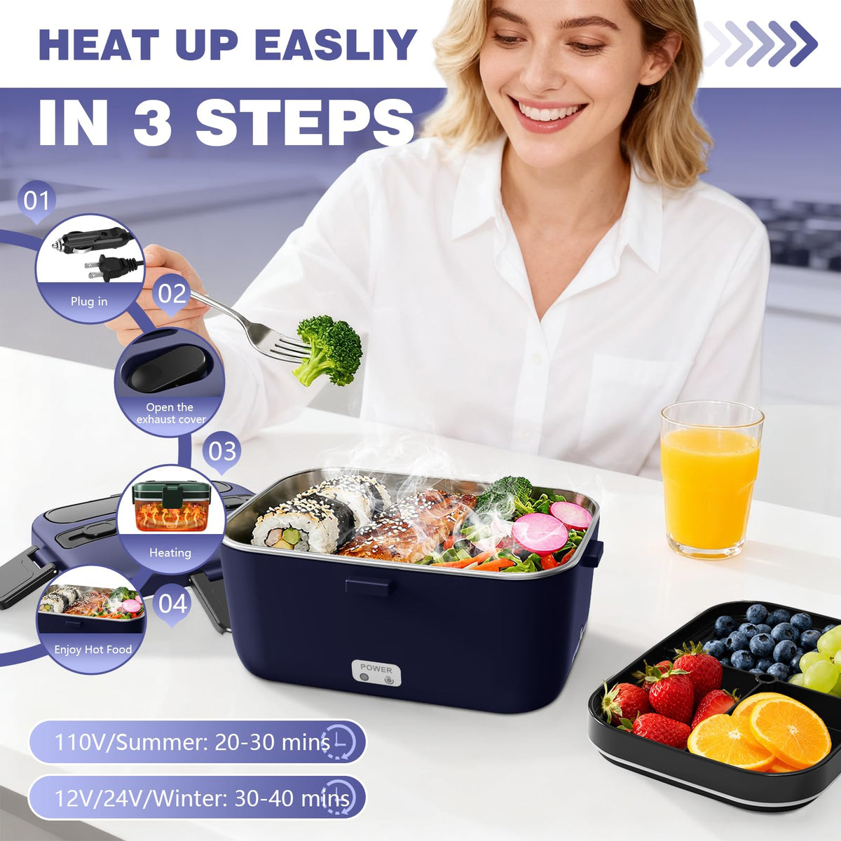 LISHZEN lunch box portable handle makes carrying meals easy