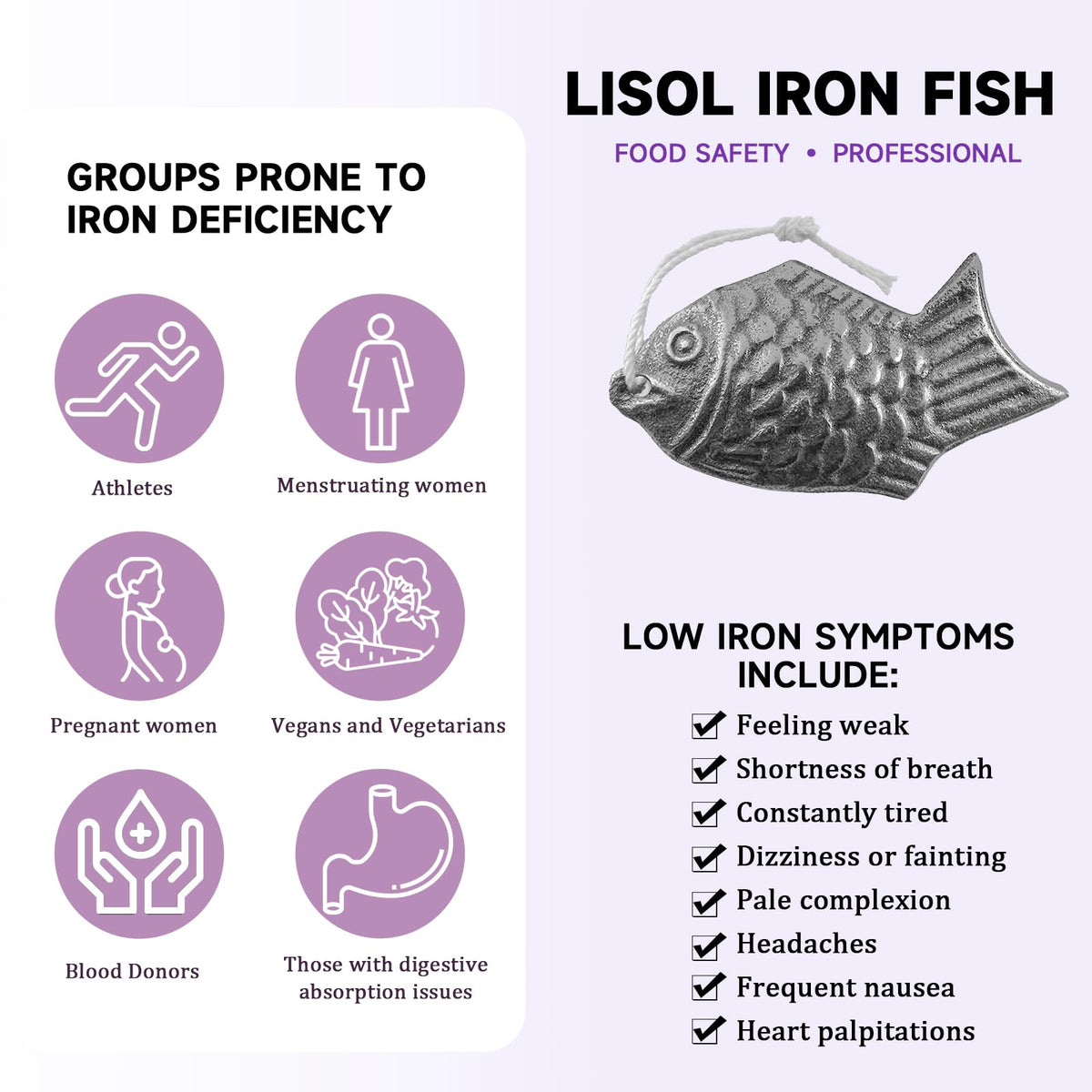 Lisol Iron Fish releases bioavailable iron into dishes safely.