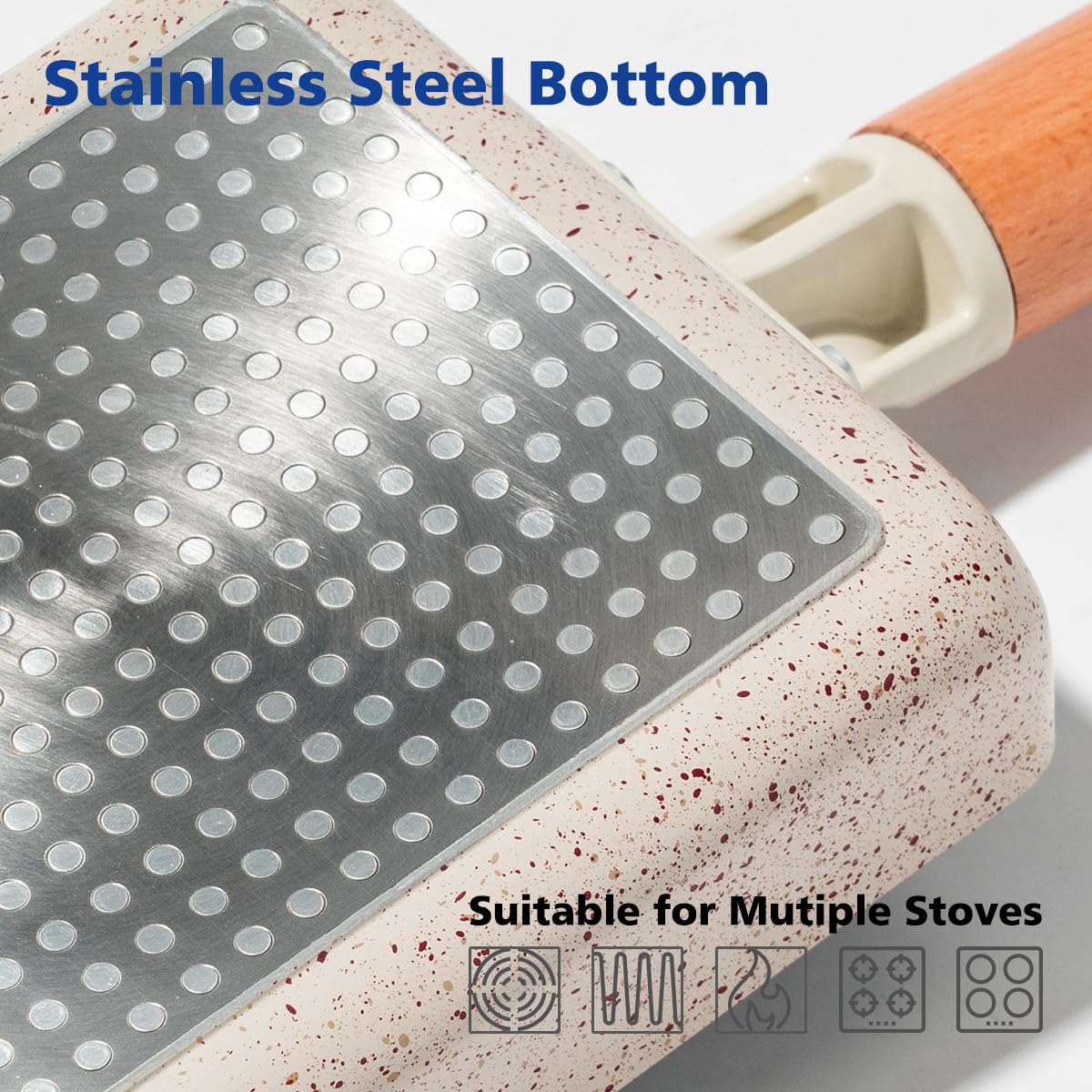 LISOS induction-compatible rectangle pan fits electric and gas stoves