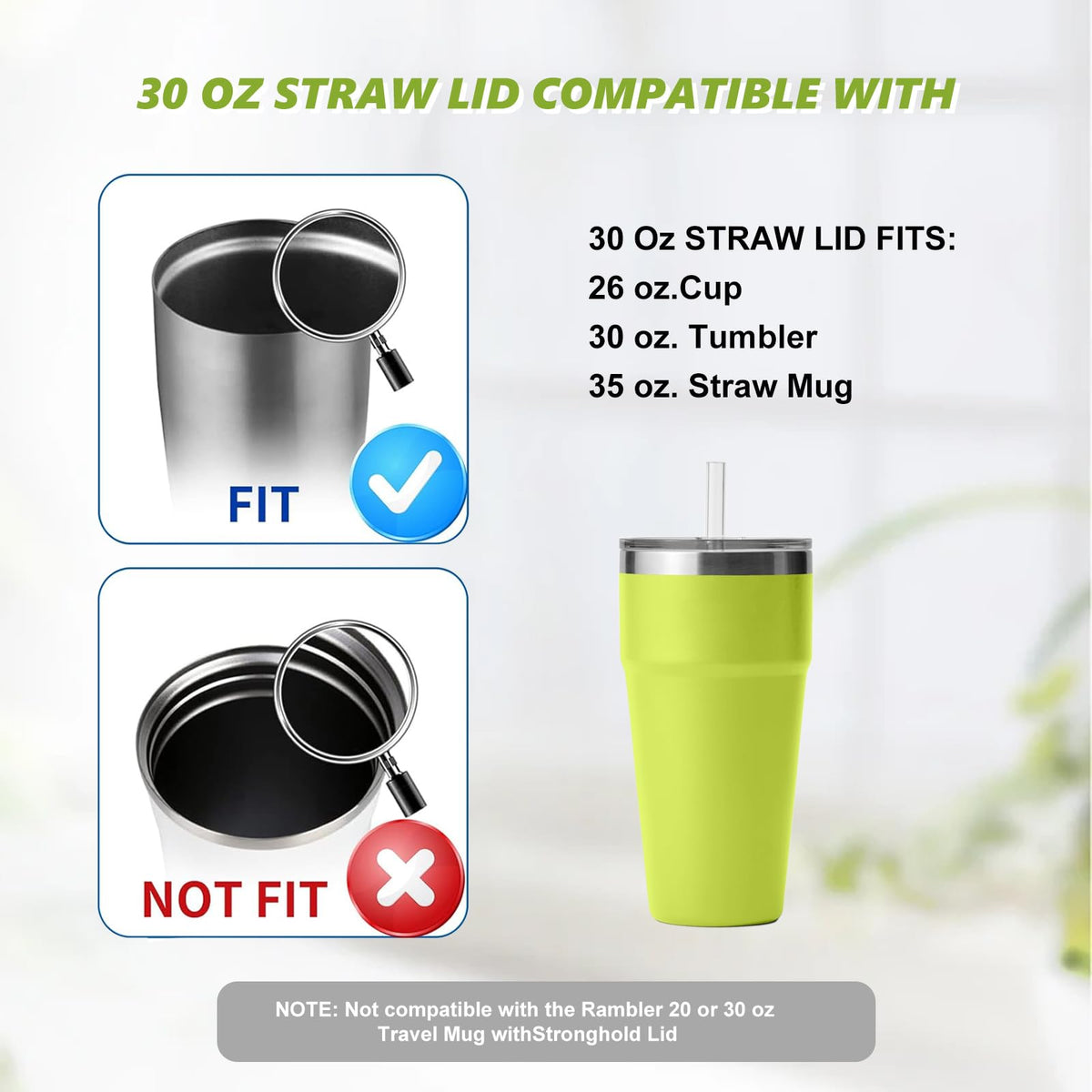 LiStarUs straw-lid fit; compatible with YETI RTIC SUNWILL tumblers.