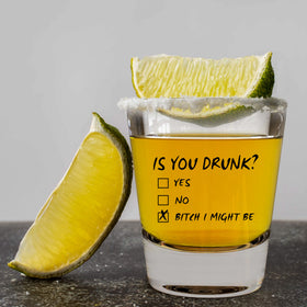 LitGifts 1.75oz shot glass, heavy base, ideal for tequila or whiskey shots.
