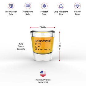 LitGifts dishwasher safe shot glass, durable print for everyday barware.